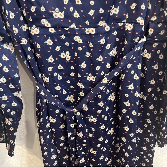 Glamorous Tall navy blue long sleeve midi wrap dress size 10 - Picture 11 of 12